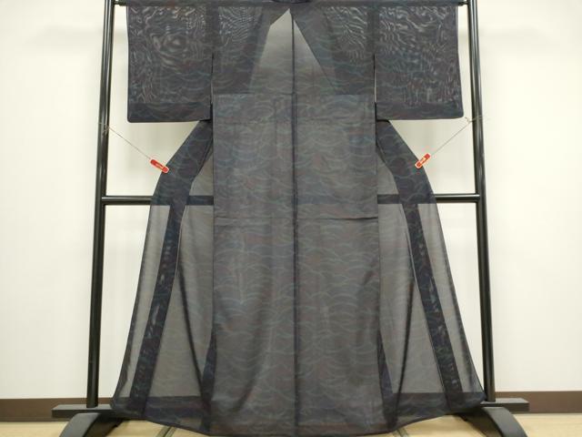 平和屋着物＊夏物　小紋　絽　芝草文　正絹　逸品　CABI6672ou