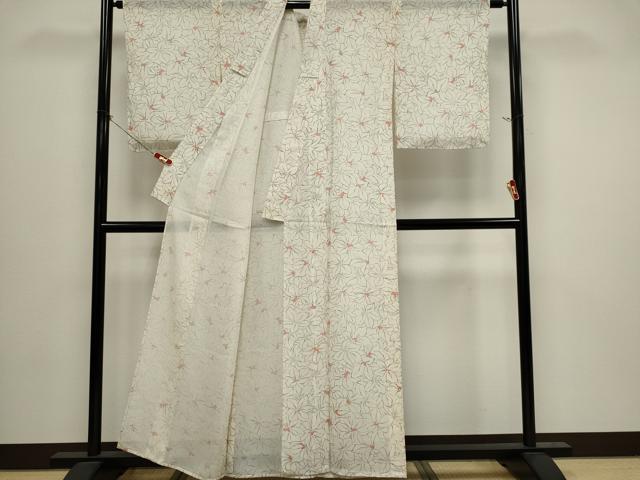 平和屋着物＊夏物　小紋　絽　花尽くし　正絹　逸品　CABI6674ou