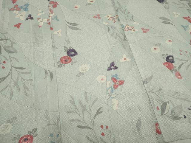 平和屋着物＊夏物　小紋　絽　草花文　銀彩　正絹　逸品　CABI6676ou