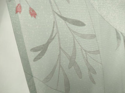 平和屋着物＊夏物　小紋　絽　草花文　銀彩　正絹　逸品　CABI6676ou