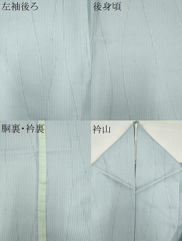 平和屋着物＊夏物　色無地　縦絽　立線紋紗　藍白色　正絹　逸品　CABI6677ou