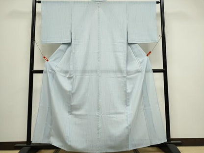 平和屋着物＊夏物　色無地　縦絽　立線紋紗　藍白色　正絹　逸品　CABI6677ou