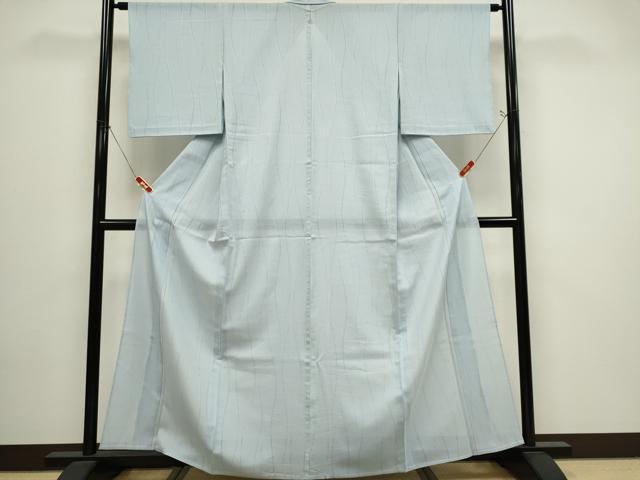 平和屋着物＊夏物　色無地　縦絽　立線紋紗　藍白色　正絹　逸品　CABI6677ou