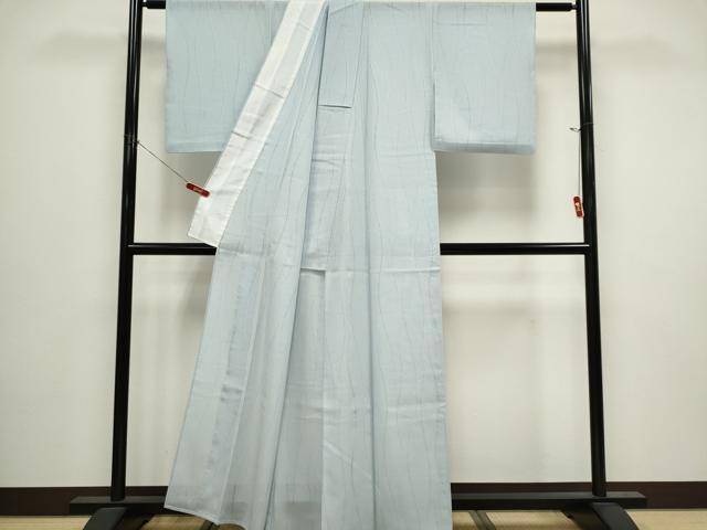 平和屋着物＊夏物　色無地　縦絽　立線紋紗　藍白色　正絹　逸品　CABI6677ou