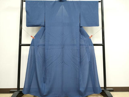 平和屋着物＊夏物　色無地　絽　紺藍色　正絹　逸品　CABI6683ou