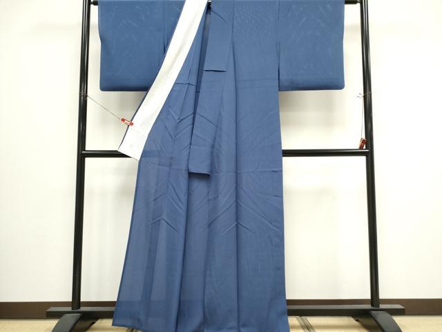 平和屋着物＊夏物　色無地　絽　紺藍色　正絹　逸品　CABI6683ou