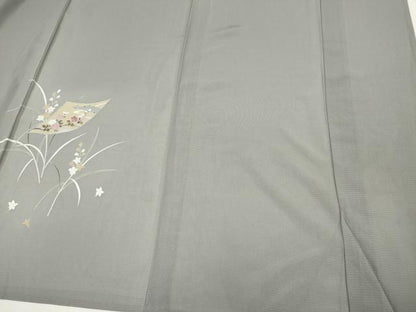 平和屋着物＊夏物　訪問着　友禅　絽　流水色紙草花文　正絹　逸品　CABI6684ou