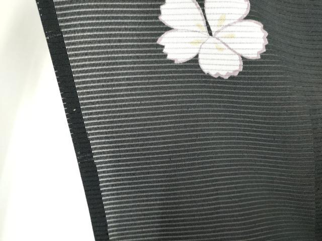 平和屋着物＊夏物　小紋　絽　舞花文　黒地　正絹　逸品　CABI6685ou