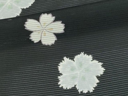 平和屋着物＊夏物　小紋　絽　舞花文　黒地　正絹　逸品　CABI6685ou