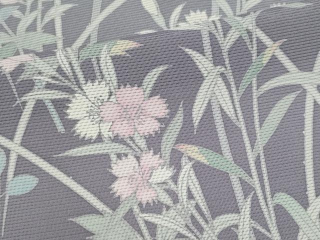 平和屋着物＊夏物　訪問着　絽　草花文　暈し染め　黒地　正絹　逸品　CABI6686ou