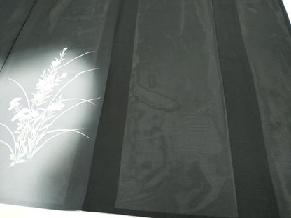 平和屋着物＊夏物　訪問着　絽　草花文　暈し染め　黒地　正絹　逸品　CABI6686ou