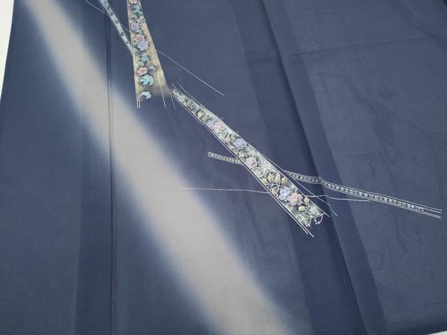 平和屋着物＊夏物　訪問着　絽　草花文　暈し染め　金銀彩　正絹　逸品　CABI6690ou
