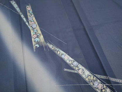 平和屋着物＊夏物　訪問着　絽　草花文　暈し染め　金銀彩　正絹　逸品　CABI6690ou