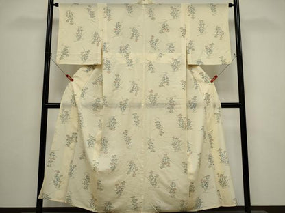 平和屋着物＊夏物　小紋　絽　流水草花文　正絹　逸品　CABI6698ou