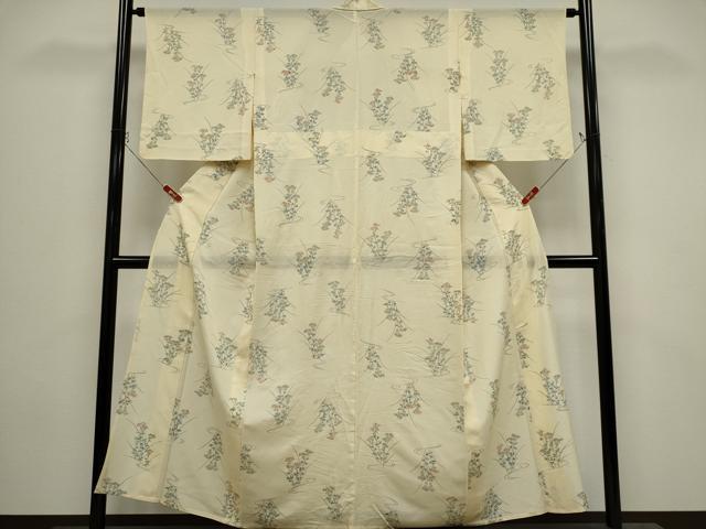 平和屋着物＊夏物　小紋　絽　流水草花文　正絹　逸品　CABI6698ou
