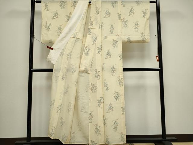平和屋着物＊夏物　小紋　絽　流水草花文　正絹　逸品　CABI6698ou