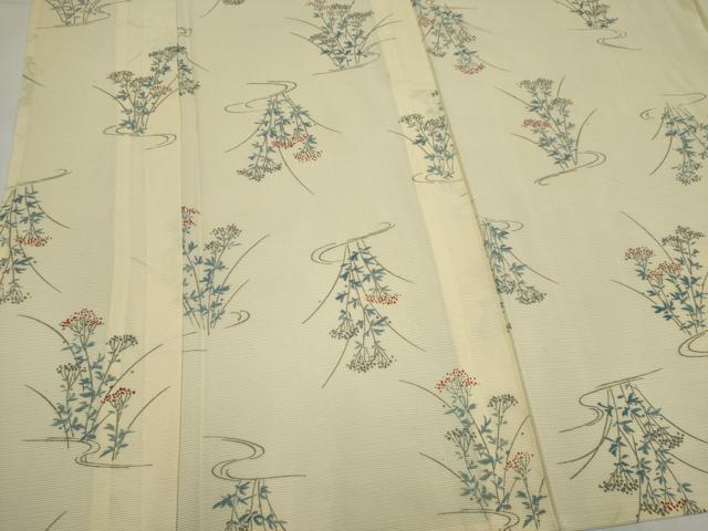 平和屋着物＊夏物　小紋　絽　流水草花文　正絹　逸品　CABI6698ou