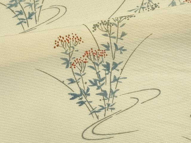 平和屋着物＊夏物　小紋　絽　流水草花文　正絹　逸品　CABI6698ou