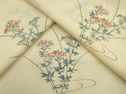 平和屋着物＊夏物　小紋　絽　流水草花文　正絹　逸品　CABI6698ou