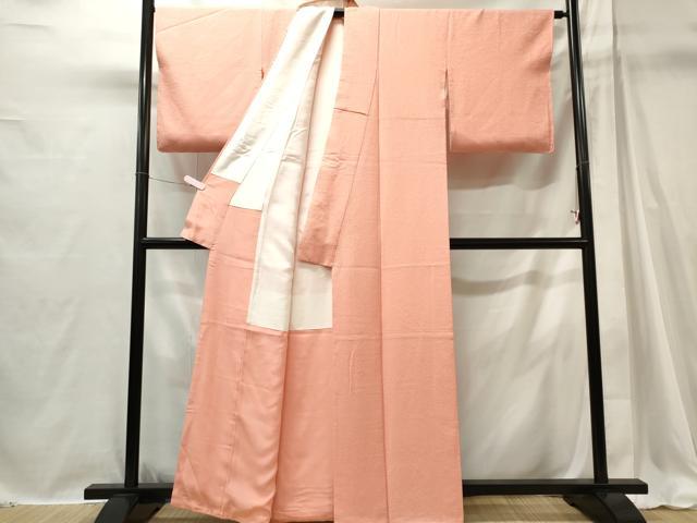 平和屋着物■上質な色無地　珊瑚色　正絹　逸品　未使用　CABI6701ou