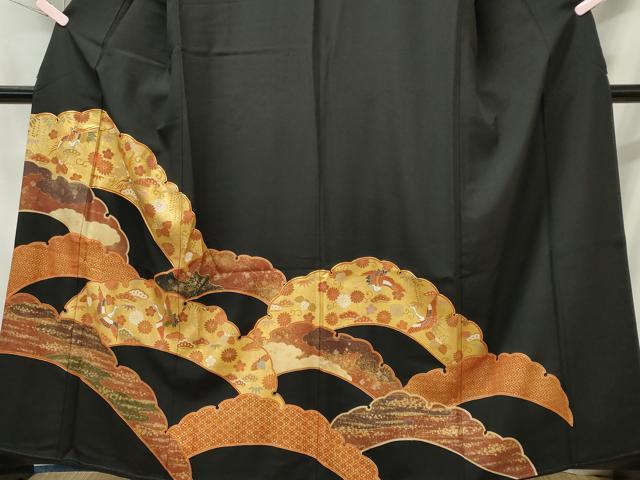 平和屋着物■豪華黒留袖　駒刺繍　雪芝飛鶴花文　金彩　正絹　逸品　CABI6703ou
