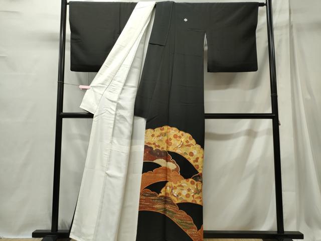 平和屋着物■豪華黒留袖　駒刺繍　雪芝飛鶴花文　金彩　正絹　逸品　CABI6703ou