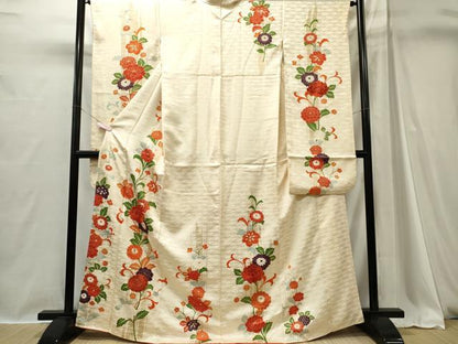 平和屋着物■豪華振袖　刺繍　草花文　金彩　正絹　逸品　CABI6705ou
