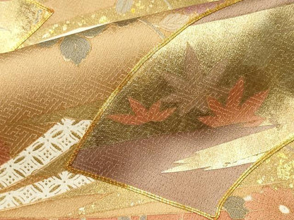 平和屋着物■豪華色留袖　駒刺繍　束ね熨斗地紙草花文　金銀彩　正絹　逸品　CABI6707ou