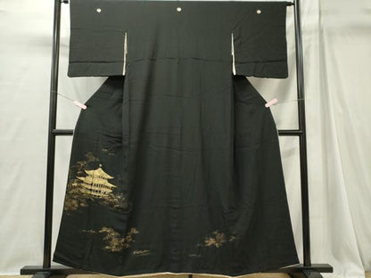 平和屋着物■豪華黒留袖　刺繍　風景文　金彩　正絹　逸品　CABI6710ou