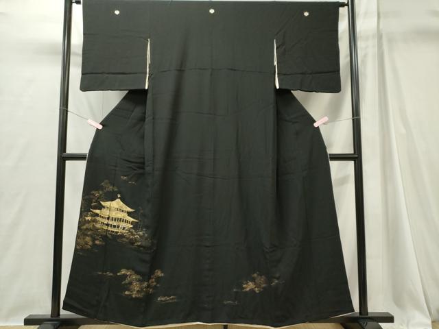 平和屋着物■豪華黒留袖　刺繍　風景文　金彩　正絹　逸品　CABI6710ou
