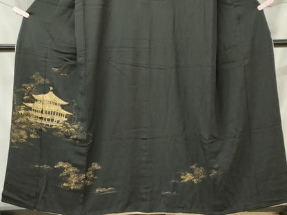 平和屋着物■豪華黒留袖　刺繍　風景文　金彩　正絹　逸品　CABI6710ou