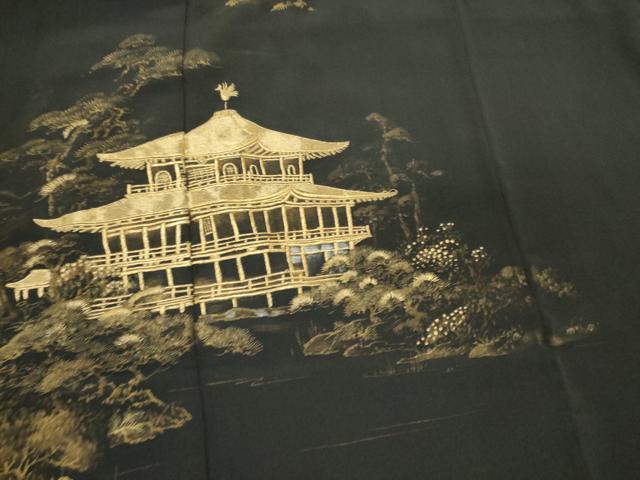 平和屋着物■豪華黒留袖　刺繍　風景文　金彩　正絹　逸品　CABI6710ou
