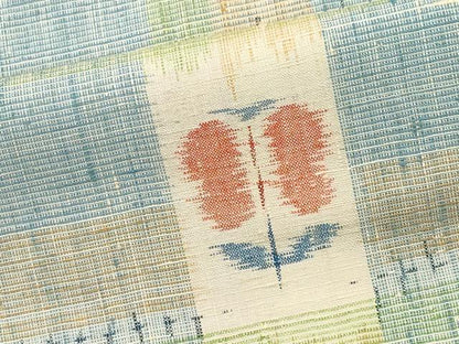 平和屋着物■上質な紬　格子花文　正絹　逸品　CABI6712ou