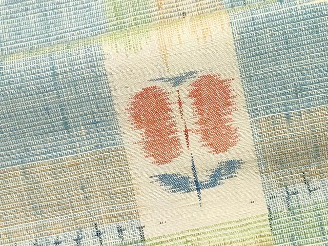 平和屋着物■上質な紬　格子花文　正絹　逸品　CABI6712ou