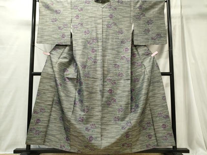 平和屋着物■上質な紬　草花文　正絹　逸品　CABI6715ou