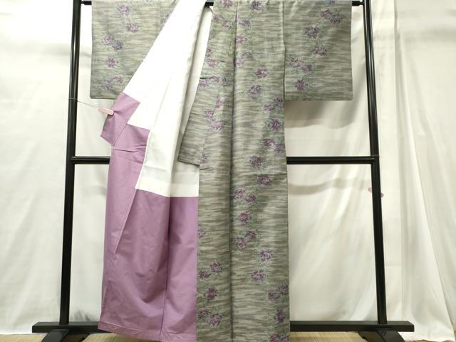平和屋着物■上質な紬　草花文　正絹　逸品　CABI6715ou