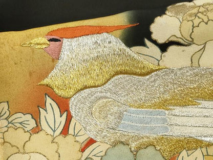 平和屋着物■豪華黒留袖　尾長鳥花文　暈し染め　金彩　正絹　逸品　CABI6716ou