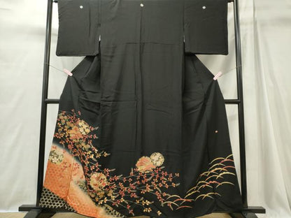 平和屋着物■豪華黒留袖　作家物　雪輪枝花文　暈し染め　金銀彩　正絹　逸品　CABI6717ou