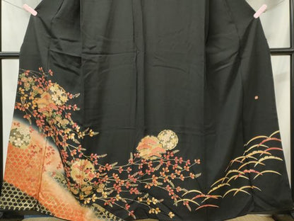平和屋着物■豪華黒留袖　作家物　雪輪枝花文　暈し染め　金銀彩　正絹　逸品　CABI6717ou