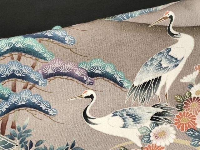 平和屋着物■豪華黒留袖　駒刺繍　群鶴風景文　正絹　逸品　CABI6719ou