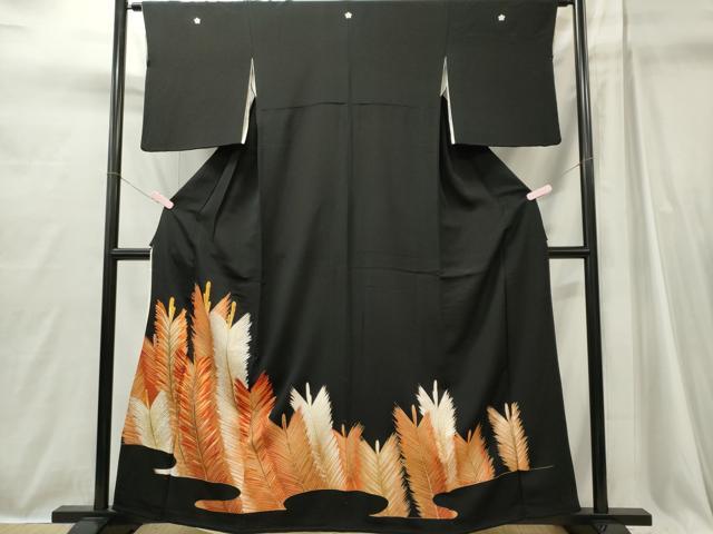 平和屋着物■豪華黒留袖　駒刺繍　松葉文　三越扱い　正絹　逸品　CABI6720ou