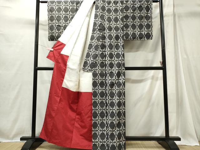 平和屋着物■上質な紬　幾何学文　正絹　逸品　CABI6721ou
