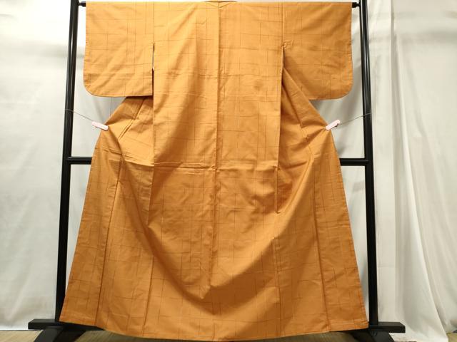 平和屋着物■上質な紬　格子柄　正絹　逸品　CABI6723ou