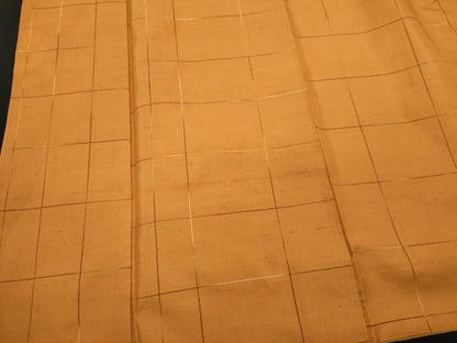平和屋着物■上質な紬　格子柄　正絹　逸品　CABI6723ou