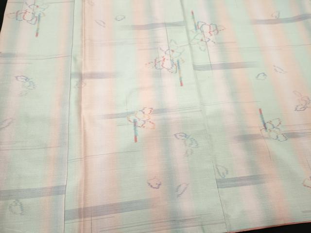 平和屋着物■上質な紬　舞花文　ロング丈　正絹　逸品　CABI6724ou