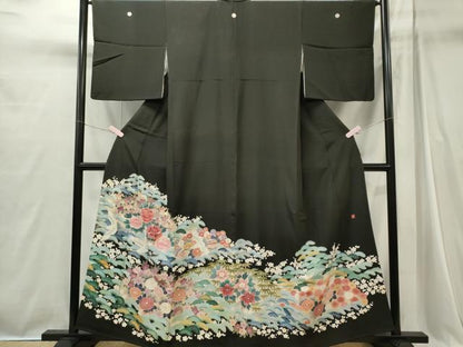 平和屋着物■豪華黒留袖　作家物　飛鶴花松文　正絹　逸品　CABI6726ou