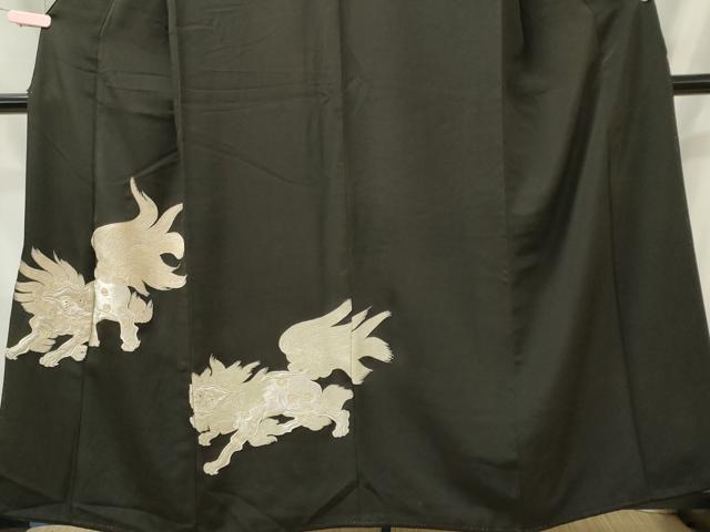 平和屋着物■豪華黒留袖　唐獅子　金銀糸　正絹　逸品　CABI6727ou