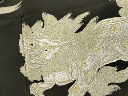 平和屋着物■豪華黒留袖　唐獅子　金銀糸　正絹　逸品　CABI6727ou