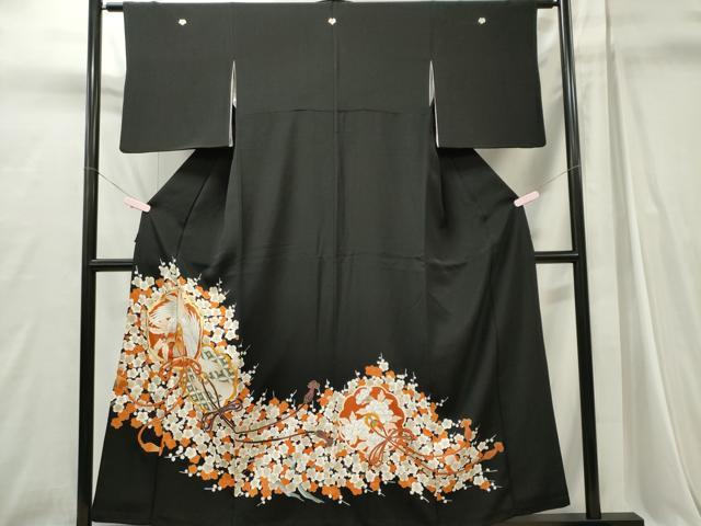 平和屋着物■豪華黒留袖　駒刺繍　鳳凰枝梅文　金彩　正絹　逸品　CABI6729ou