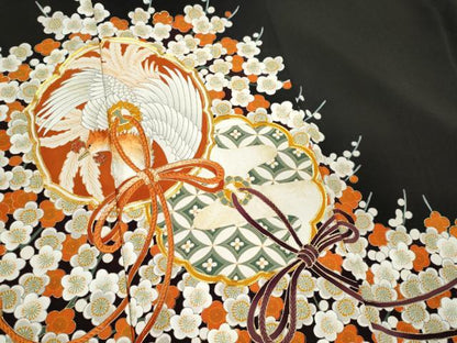 平和屋着物■豪華黒留袖　駒刺繍　鳳凰枝梅文　金彩　正絹　逸品　CABI6729ou